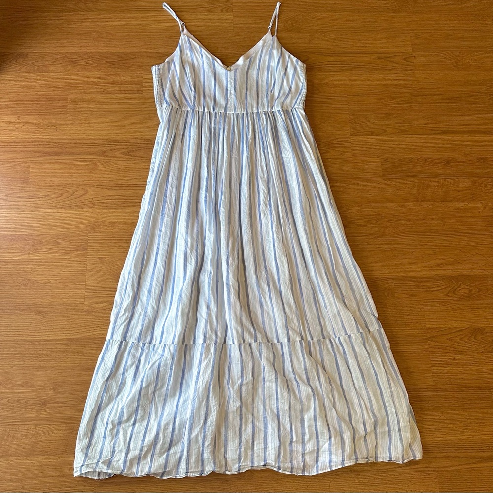 Club Monaco Blue/White Striped Tiered Dress